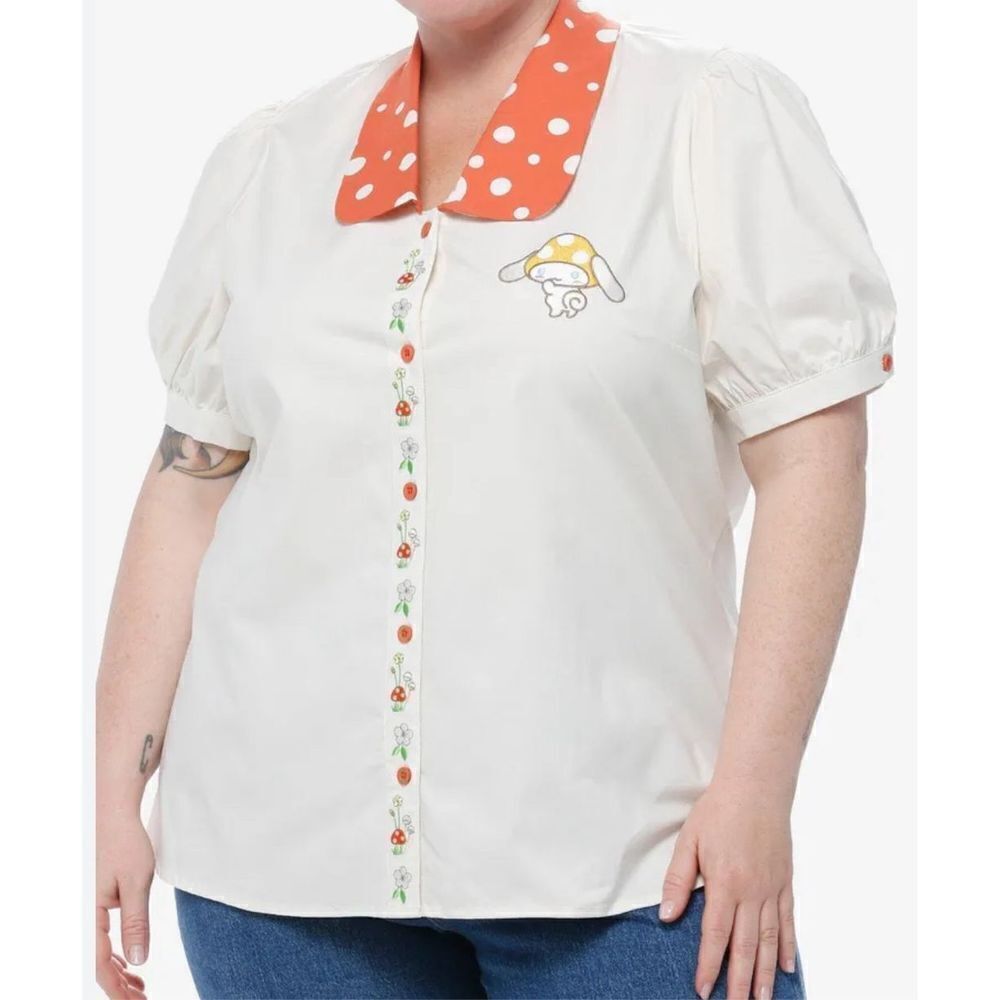 Hot Topic Sanrio Cinnamoroll Mushroom Woven Button-Up Plus 3X New